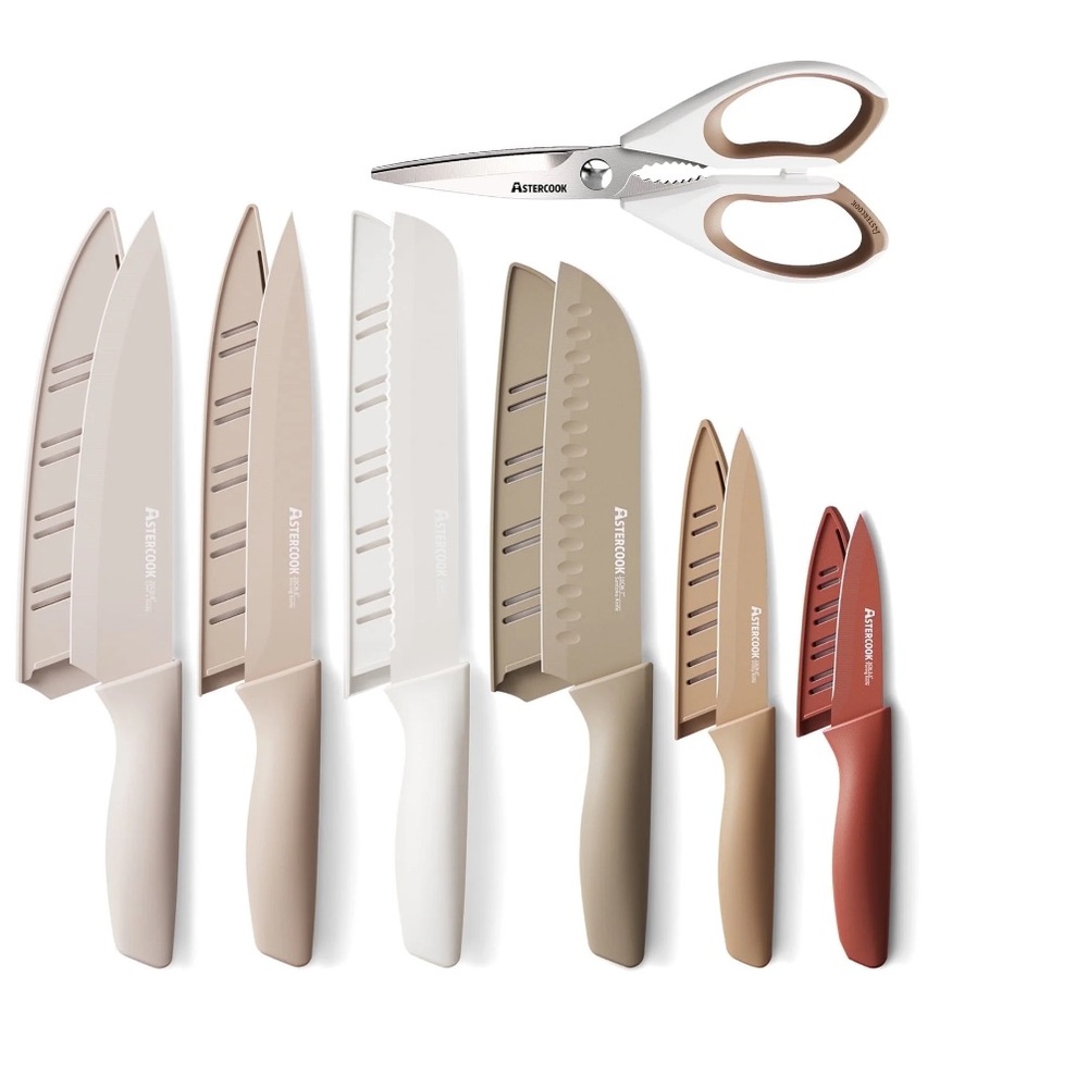 Astercook 7 Piece  Professional Knife with Scissors Set  NIB